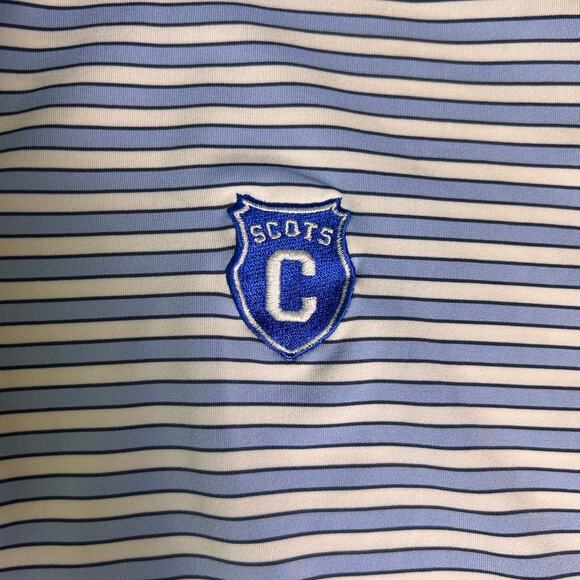 Turtleson Golf Polo Mens Large Blue White Striped Performance Country Club Prep - Picture 4 of 7